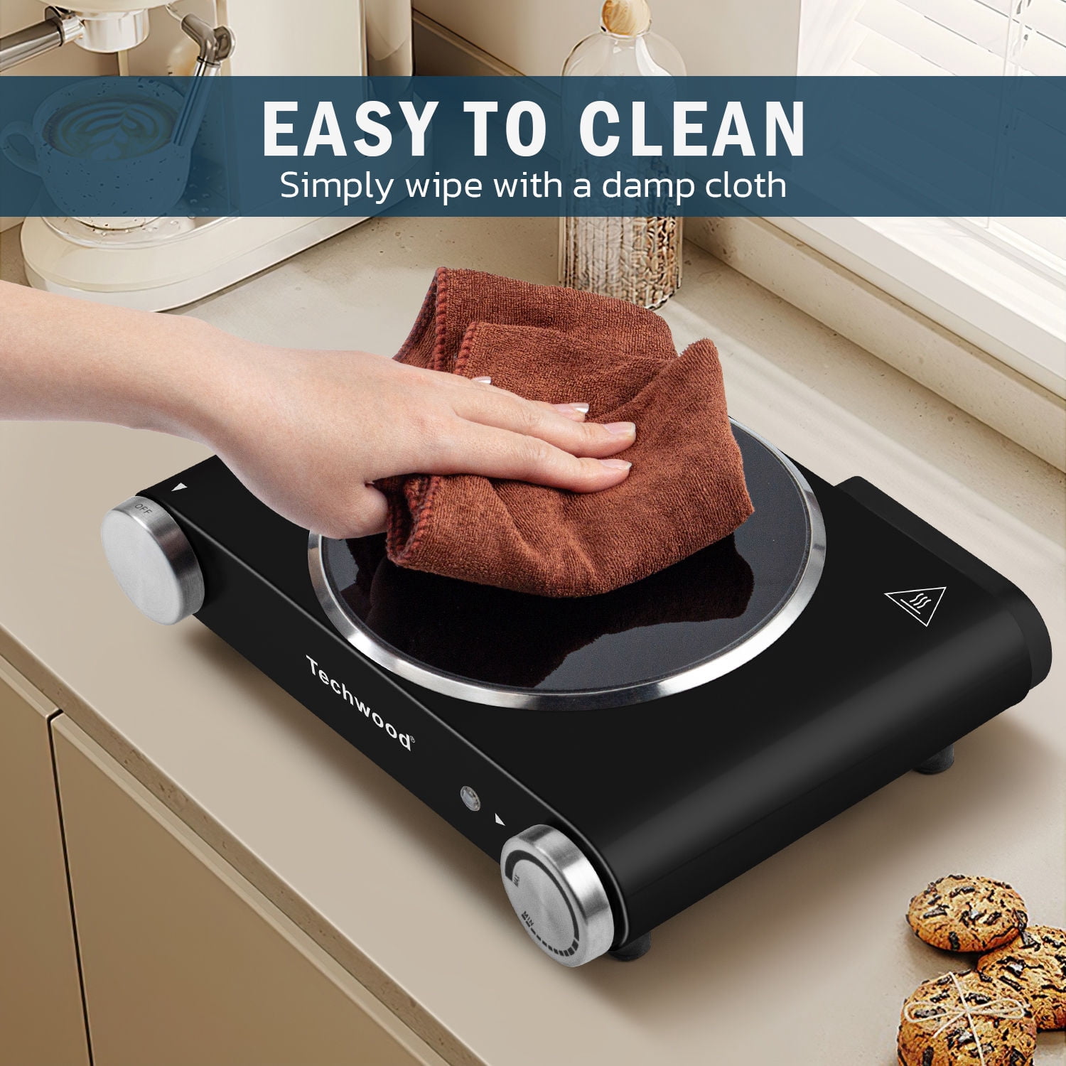 Techwood Infrared 7.1-Inch Countertop Burner with 1 Coil, Black