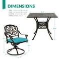 thumbnail image 5 of VIVIJASON 5-Piece Outdoor Patio Dining Set, All-Weather Cast Aluminum Conversation Set, Patio Furniture Set, Include 4 Swivel Dining Chairs, a 35.4" Square Table w/Umbrella Hole, Ocean Blue Cushion, 5 of 7