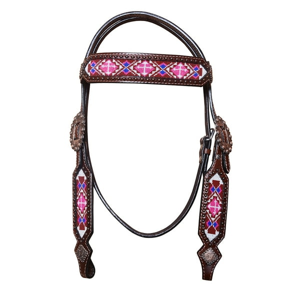 Hilason Western Horse Headstall Bridle American Leather Beaded