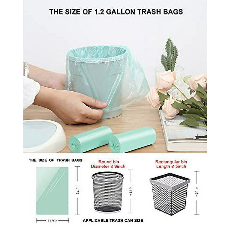 NEW SALE] 1.2 Gallon Small Trash Bags Garbage Bags, Mini Compostable Strong Bathroom  Wastebasket Can Liners trash Bags for Home Office Kitchen fit 5 Liter 5L,1  Gal,Green