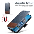 thumbnail image 5 of Dteck Magnetic Wallet Case for iPhone 16, Shockproof PU Leather TPU Wireless Charging Card & Cash Slots Anti-Scratch Rugged Protection Case, Blue, 5 of 12