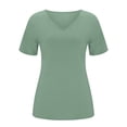 thumbnail image 4 of GEWSEY Womens T Shirts Basic V Neck Tee Loose Fit Casual Short Sleeve Summer Tops (Light Green, XL), 4 of 7