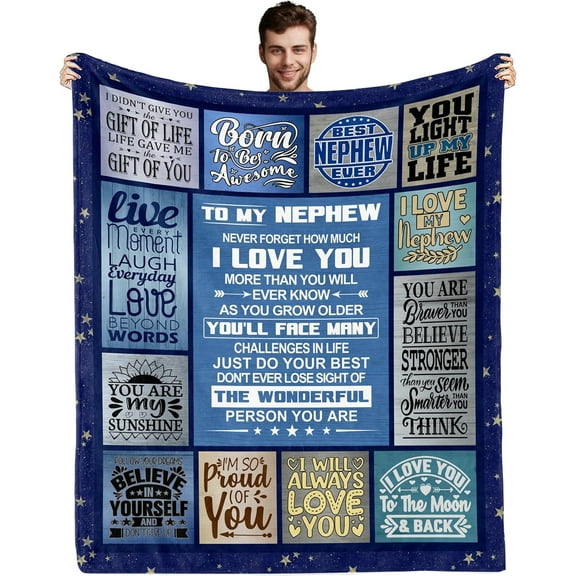 to My Nephew Blanket, Nephew Gifts from Auntie, Gifts for Nephew from Aunt Uncle, Nephew Blanket from Aunt, Christmas Birthday Graduation Gifts for Nephew Throw Blanket 60"x50"
