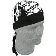 Zanheadgear Flydanna 100 Percentage Cotton Big Skull Heads Bandanna (White)