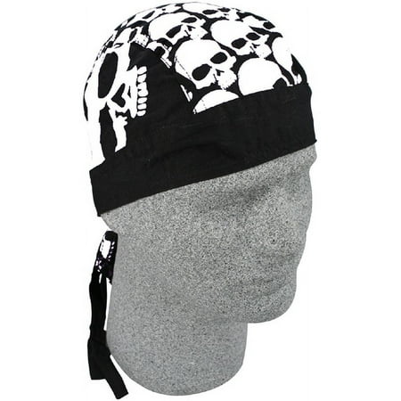 Zanheadgear Flydanna 100 Percentage Cotton Big Skull Heads Bandanna (White)