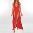 thumbnail image 2 of Women's Sexy Long Summer Dress Deep V Neck Nightclub Party Evening Gown Elegant Slit Casual Outfit, 2 of 2