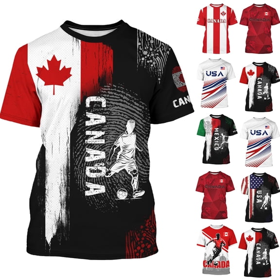 2026 Soccer Cup Retro Jersey for Men, Round Neck Short Sleeve Pullover with National Flag & Player Graphic Print for Fan Gathering & Streetwear Dark Blue L