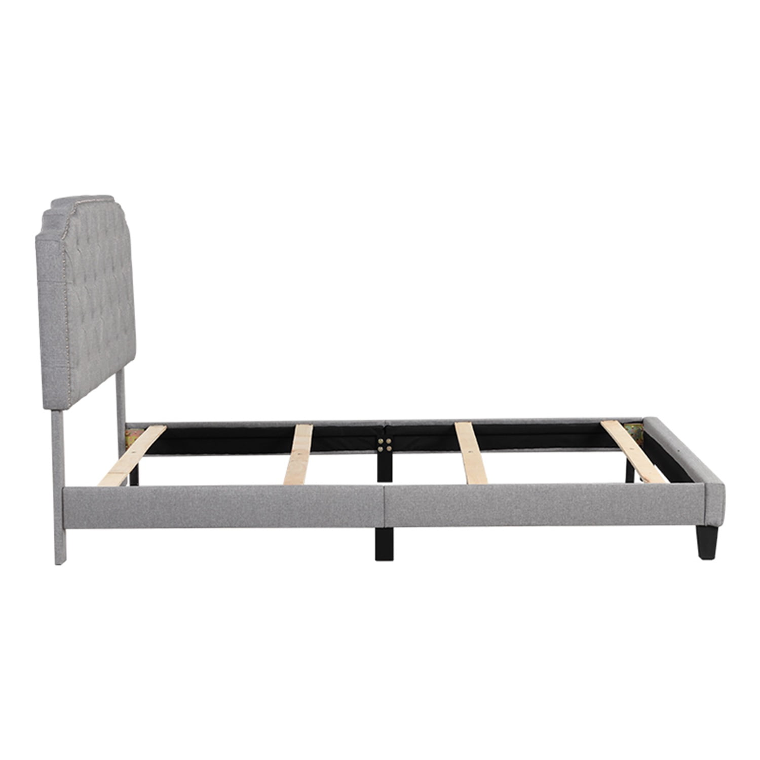 Kadyn Queen Bed Frame with Headboard, Queen Size Fabric Upholstered Platform Bed Frame, Mattress Foundation with Wooden Slats Support, No Box Spring Needed, Light Gray Kadyn Queen Bed Frame with Headboard, Queen Size Fabric Upholstered Platform Bed Frame, Mattress Foundation with Wooden Slats Support, No Box Spring Needed, Light Gray