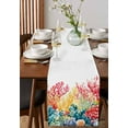thumbnail image 4 of ERUNPONLY Coastal Table Runner - 48 Inch Long Summer Beach Red Teal Coral Nautical Cotton and Linen Blended Dress Scarves Farmhouse Table Runner for Kitchen Dining, Coffee Table, 13"x48", 4 of 8