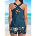 thumbnail image 6 of 3 Piece Tankini Swimsuits for Women Swim Tank Top with Bra Boy Shorts Teen Swimwear Green M, 6 of 8