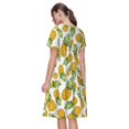 thumbnail image 2 of Bixox Robe d'Été à Manches Courtes pour Femmes Robe Ample Longueur Genou avec Poches-Ananas, 2 of 6