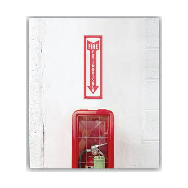 Glow-In-The-Dark Safety Sign, Fire Extinguisher, 4 x 13, Red