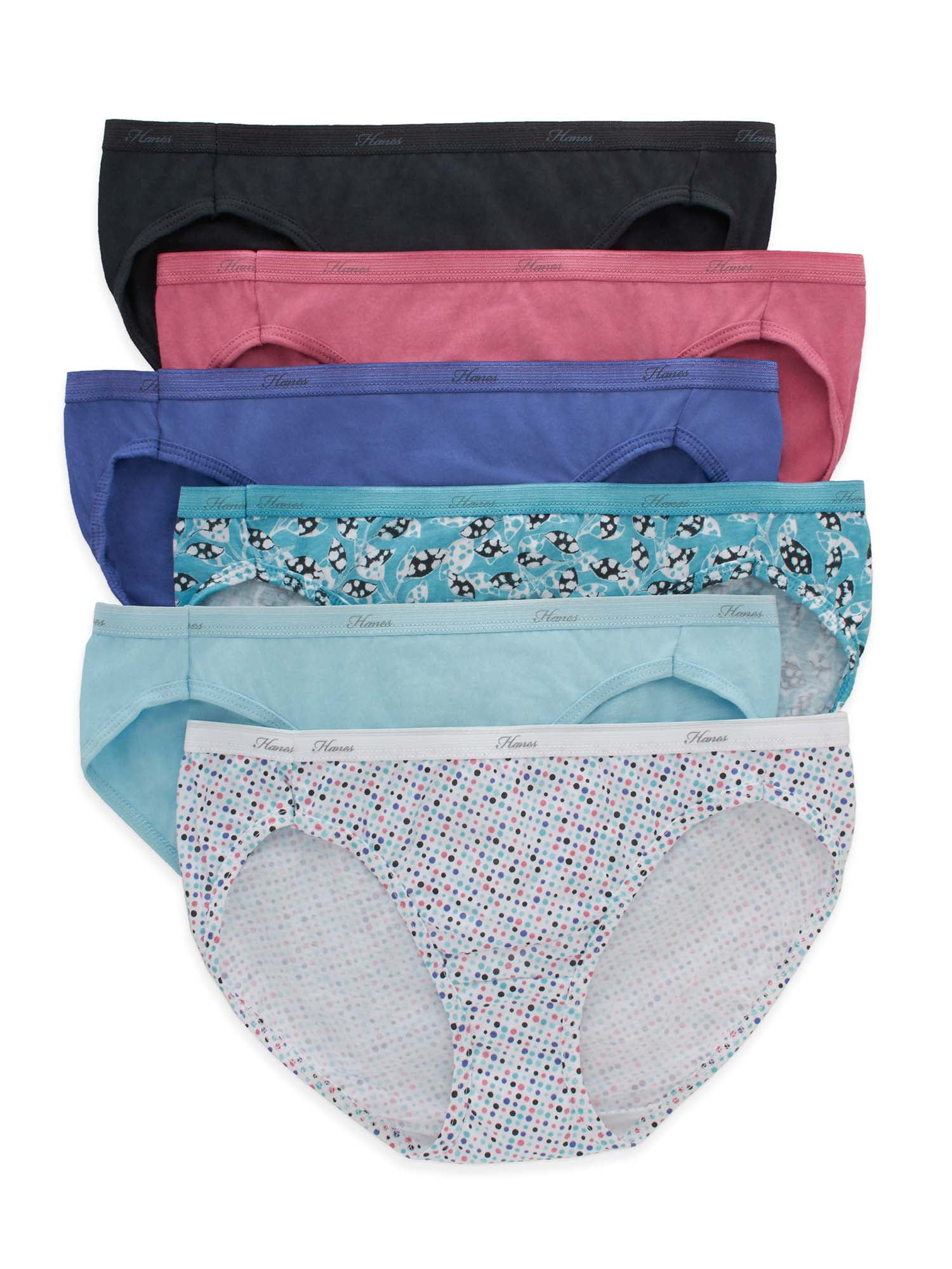 Pack of 6 Essentials Women's Plus Size Cotton Stretch Bikini Underwear 