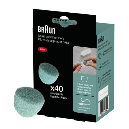 Braun Manual Nasal Aspirator Replacement Filters, 40-Count, BNF040