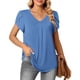 thumbnail image 1 of Camiseta con cuello en V y mangas de pétalos, Camiseta con cuello en V para mujer, Top informal con mangas de pétalos sueltas, Top con mangas de pétalos para mujer, funcionalidad inteligente, 1 of 5