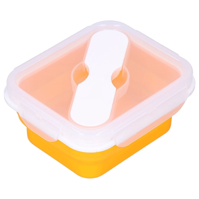 Lunch Box,, Silicone Portable Foldable Thermal Lunch Box, 600 ML For Office For School Orange 600ML
