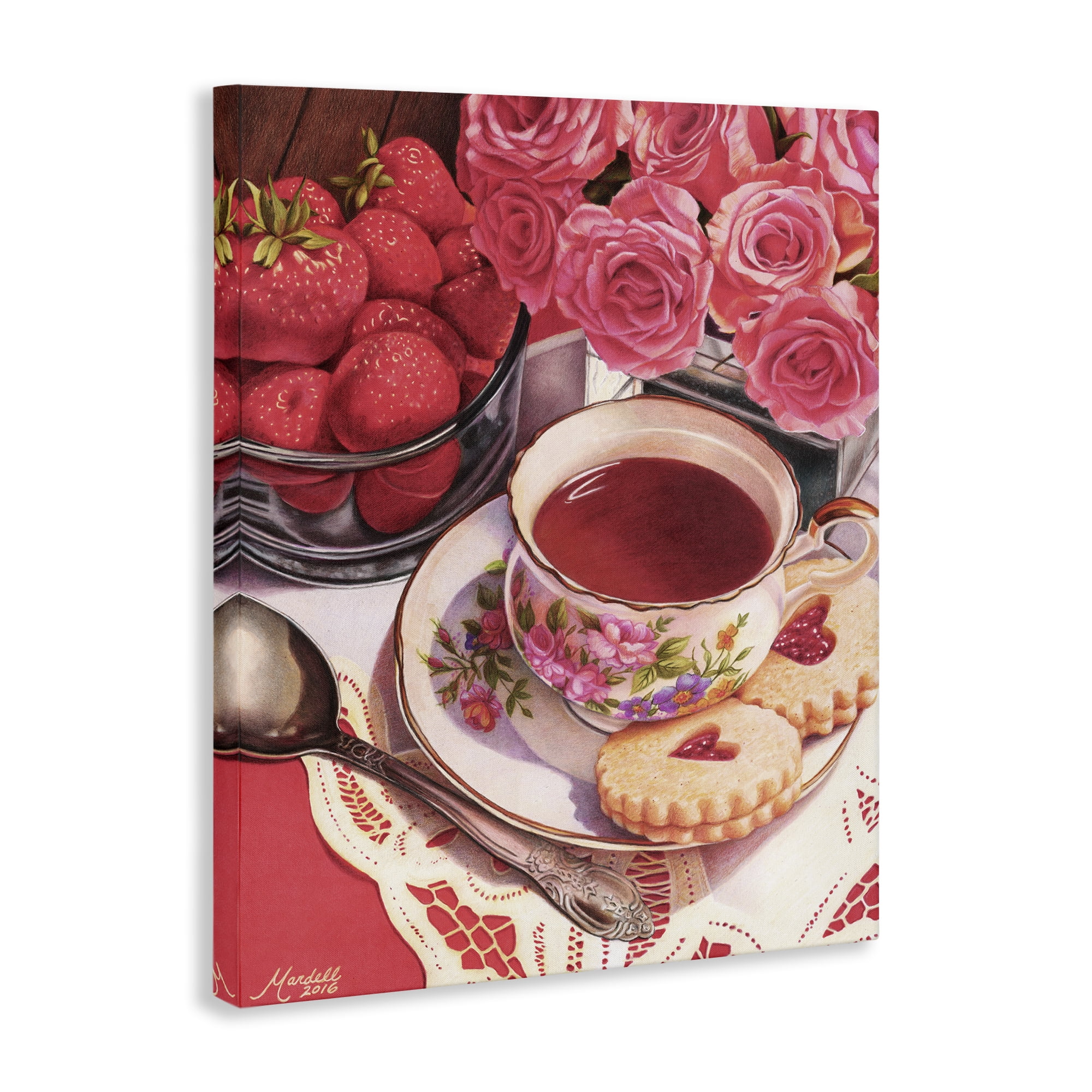 Stupell Industries Valentine's Day Tea Food & Beverage Painting Gallery Wrapped Canvas Art Print Wall Art, 24 x 30