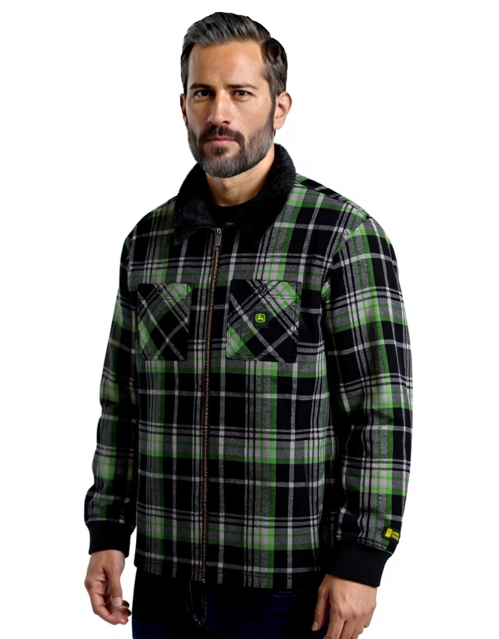 John Deere Men’s Flannel Sherpa Bonded Full Zip Jacket, Sizes S-3XL