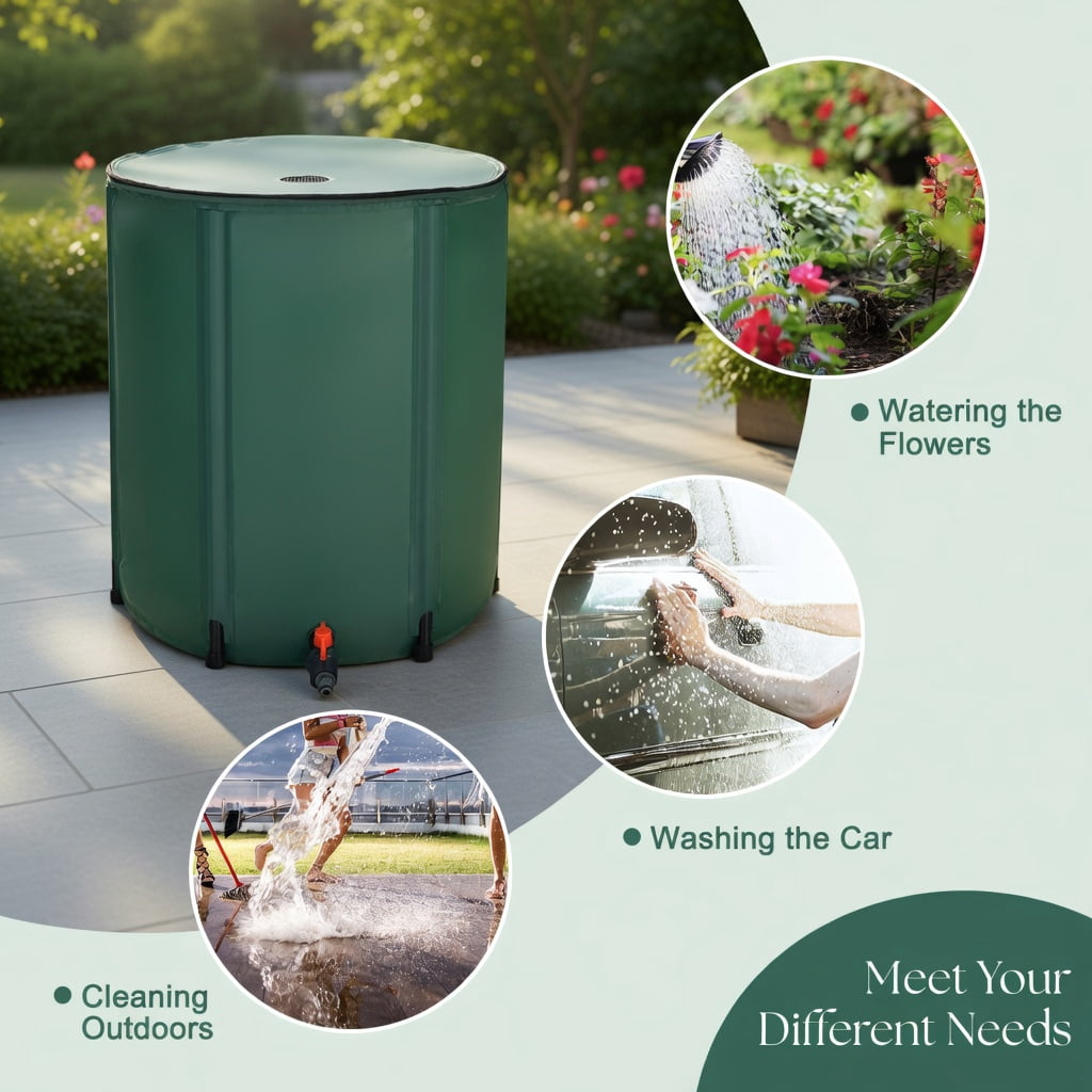 Topcobe 60 Gallon Portable Collapsible Rain Barrel Water Collector, Portable Rain Collection System