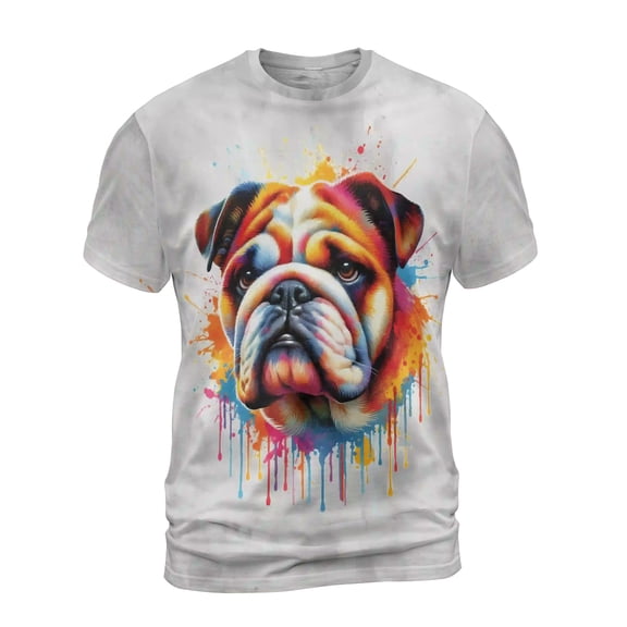 Watercolor Drip Bulldog Pop Art Colorful Portrait Artwork All Over Print 3D Shirt Unisex Merch Dog Lover Gifts Idea - 01009