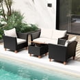 thumbnail image 2 of Gymax Ensemble de Conversation Extérieur 4 Pcs Chaises de Patio Rembourrées avec Table Basse de Rangement, 2 of 7