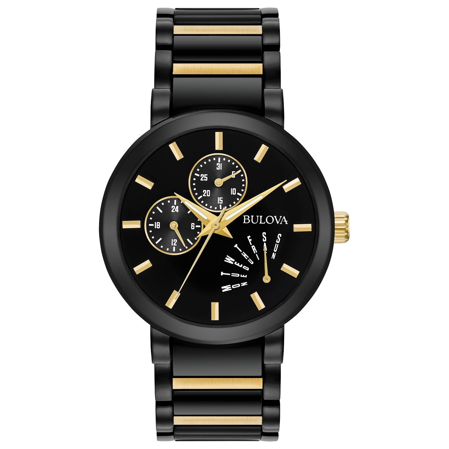 Bulova Men's Black IP Gold Accent Black Dial Modern Watch - Walmart.com