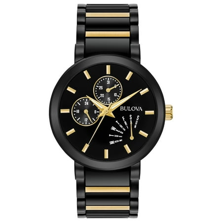 Bulova Men's Black IP Gold Accent Black Dial Modern