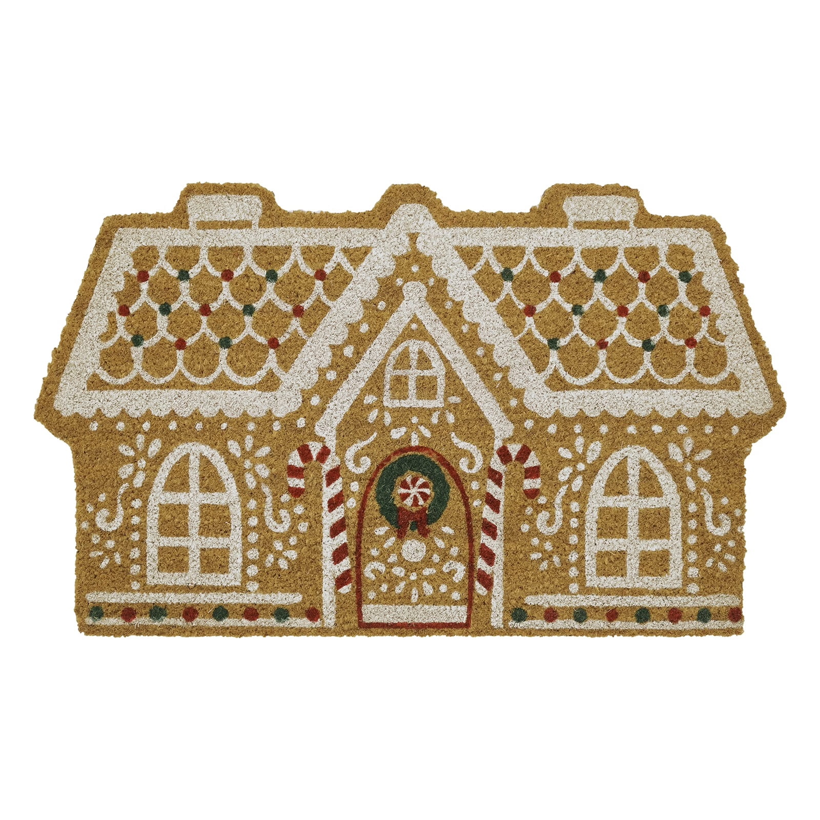 Gingerbread & Candy Cane Festive Holiday Design Welcome Doormat For Christmas And Thanksgiving, Crystal Velvet Fabric Crafted With Exquisite Edging Technology, Soft