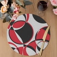 thumbnail image 3 of Red Geometric Round 13 Inch Placemats Set of 4, Modern Abstract Lines Textured HeatResistant Non Slip Place Mats for Dining Table, Wipeable Braided Kitchen Table Mats for Housewarming, 3 of 9