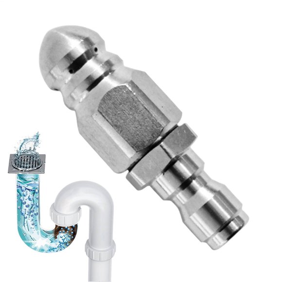 Pressure Washer Sewer Jetter Nozzle with Stainless Steel, Mini Compact Durable Sewer Jet Nozzle, Heavy Duty Pressure Drain Jetter Hose Nozzle,1/4'' Quickly Connector, 5000 PSI