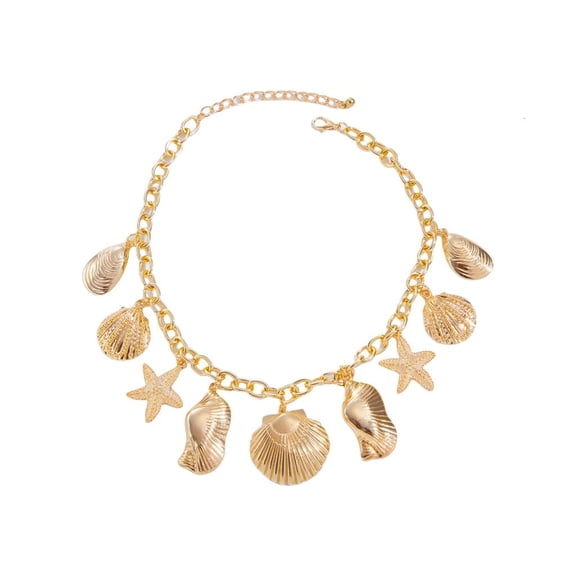 Tropical Shell Starfish Charm Necklace Summer Fashion Jewelry Piece Neckwear