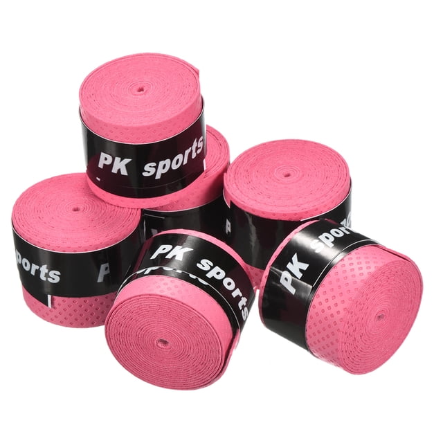 Unique Bargains 43.3' Round Groove Non-Slip PU Tennis Racket Overgrip Tape Wraps Red 6 Pack