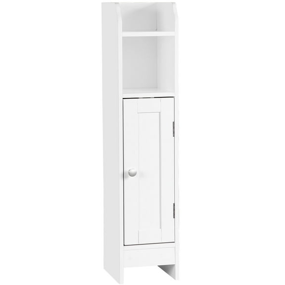 HomGarden 5-Shelf Narrow Corner Bathroom Cabinet Small Storage Organizer W/Adjustable Shelves for Bathroom, Living Room, Small Spaces, White