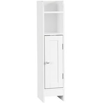 HomGarden 5-Shelf Narrow Corner Bathroom Cabinet Small Storage Organizer W/Adjustable Shelves for Bathroom, Living Room, Small Spaces, White