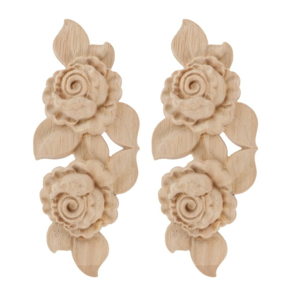 COSMOBETTY 2-Pack Ornate Wood Appliques for Home Decor, 6.29 x 2.55 x 0.67 Inch Decorative Accents for Mirrors and Furniture