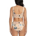 thumbnail image 3 of Wukai Cute Ink Drawn Elephants Women's Bikini Set Two Piece,wimsuit High Waisted V Neck Twist Front Adjustable Spaghetti Straps Bathing Suit-Small, 3 of 7