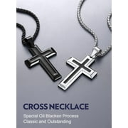 Bandmax Stainless Steel Cross Necklaces for Men for Crucifix Cross Pendant Necklace for Christian Faith Jewelry Birthday Father Day Gift for Dad Son Husband Grandpa