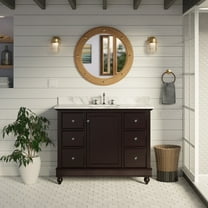 KBC Bella 42" Solid Wood Bathroom Vanity w/ Carrara Stone in Chocolate