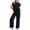 Navy, variant on CHUMUD Two Piece Set for Women Cap Sleeve Tops Matching Wide Leg Pants Trousers Summer Casual Going Out