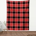 thumbnail image 4 of Ambesonne Buffalo Plaid Fabric by the Yard Upholstery, Christmas Squares Art, 1 Yard, Dark Pink and Charcoal Grey, 4 of 5