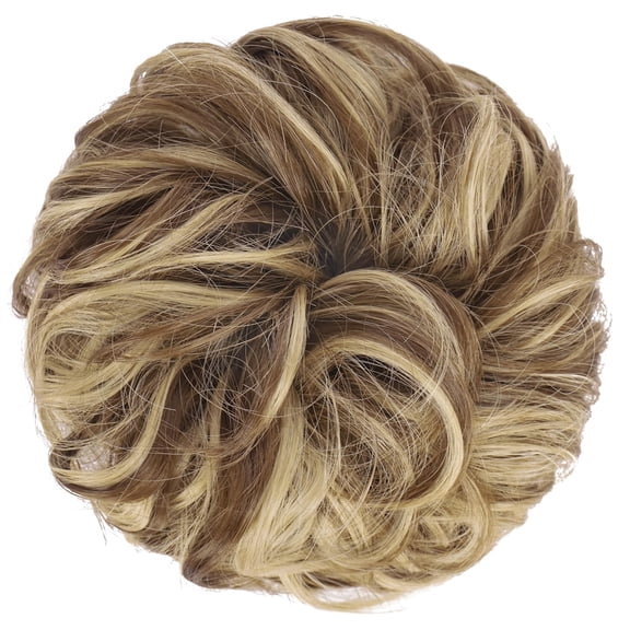 WEIF-Messy Bun Hair Pieces - Large Wavy Curly Elastic Hair Bun Scrunchies Ponytail Extensions Synthetic Chignon Hairpieces for Women, Light Brown & Blonde 1.94oz