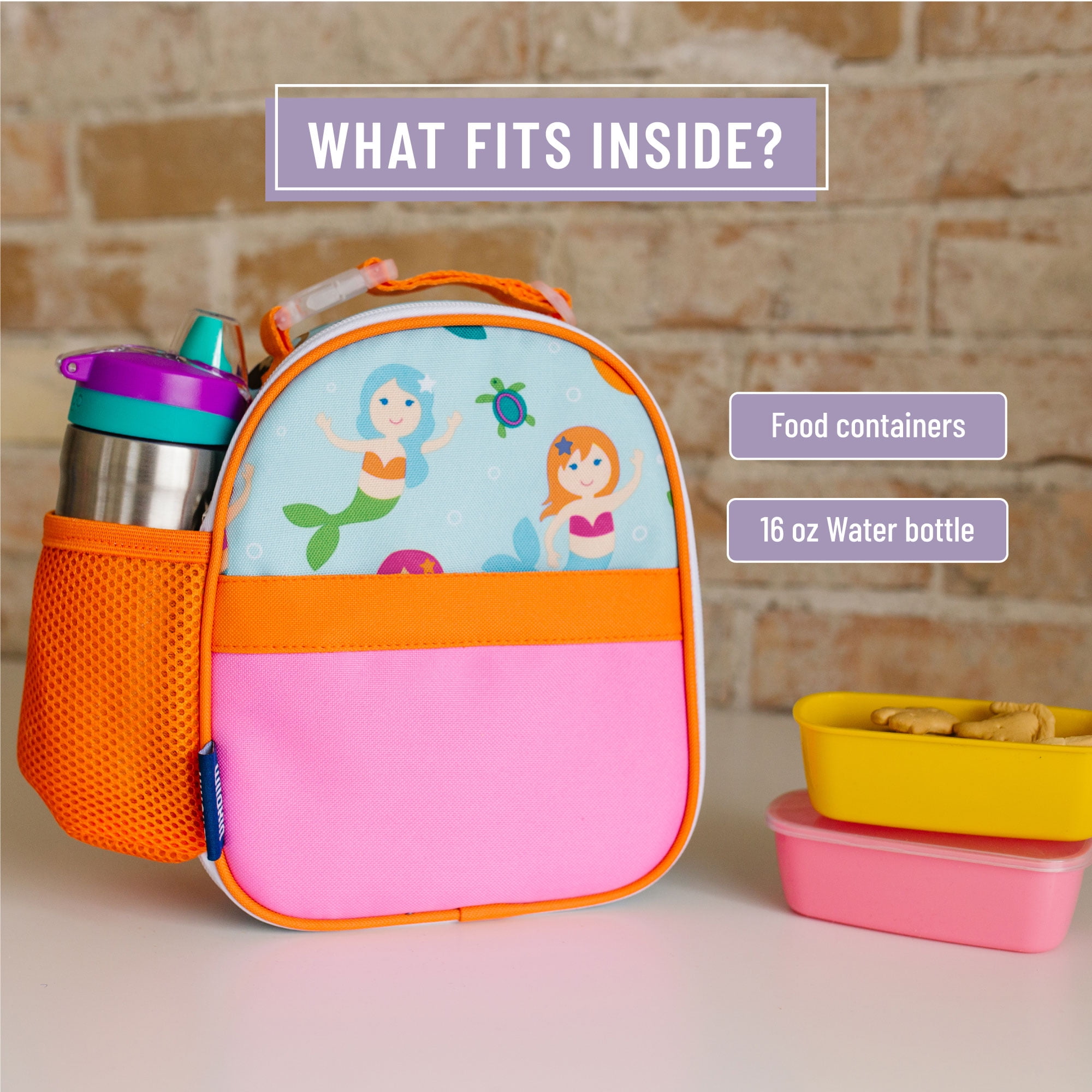 Wildkin Kids Insulated Clip-in Lunch Box for Boys & Girls, BPA-Free, Clips in to Pack-it-all Backpack (Mermaids Blue)