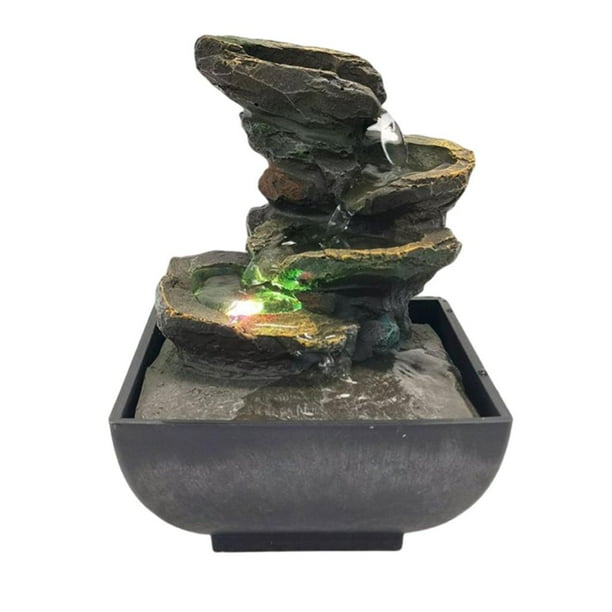 Fuente de sobremesa con luces LED, decoración (EE. UU.), manualidades para interiores y exteriores A