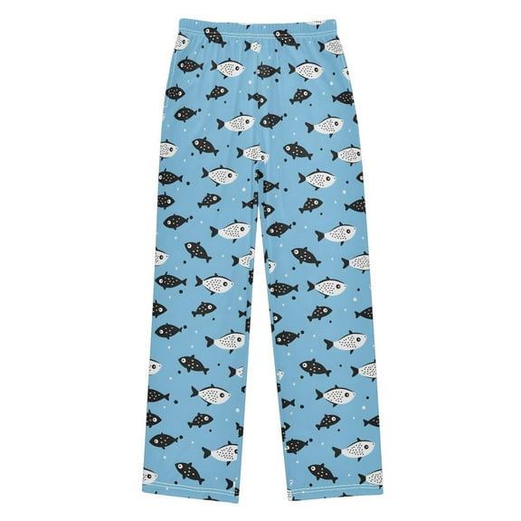 joogoo Fishes Blue Pajama Pants Pj Bottoms Sleepwear Lounge L