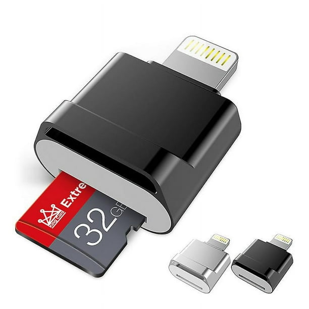 Lector de tarjetas TF Plug & Play, adaptador Lightning a MicroSD, sin necesidad de controlador para iPhone 6/6s/6plus/7/7plus/8/x, USB/OTG/Lightning 2 en 1