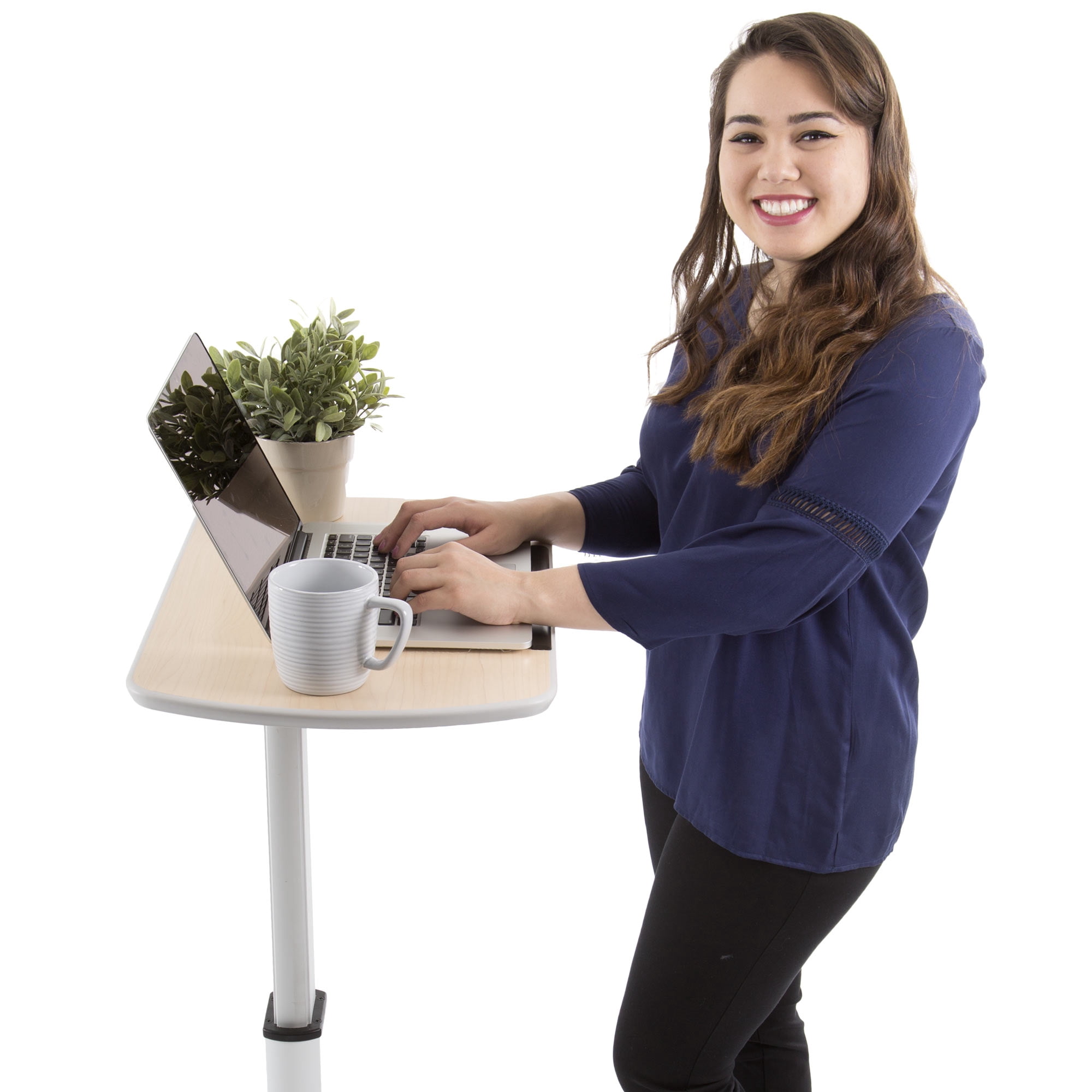Stand Steady Tilting Mobile Podium | Height Adjustable Laptop Stand with Wheels and Tilting Desktop | Mobile Workstation & Portable Standing Desk | Rolling Laptop Table for Office & Home (Maple Print)