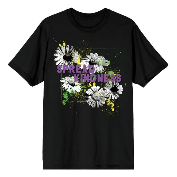 Positive Vibes Spread Kindness Flowers Men's Black T-Shirt-XL