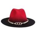 thumbnail image 3 of Sombrero Fedora Zulema Sombrero de Fieltro Jazz Retro Bicolor Rojo y Negro, 3 of 8