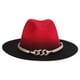 thumbnail image 3 of Sombrero Fedora clásico Yuyangstore de fieltro bicolor Rojo y negro, 3 of 8