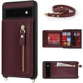 thumbnail image 2 of for Google Pixel 7a Case with Card Holder for Women,Pixel 7a Phone Case Wallet with Strap Credit Card Slots Crossbody with Kickstand Zipper Shockproof Case for Pixel 7a - Red Wine, 2 of 12